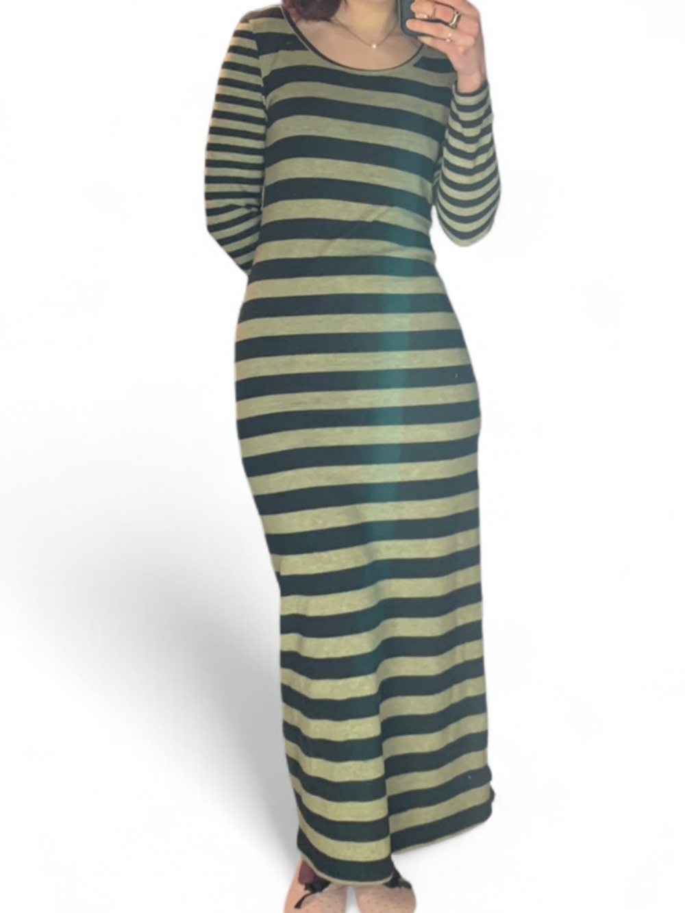 Twee Green and Black Striped Maxi Dress